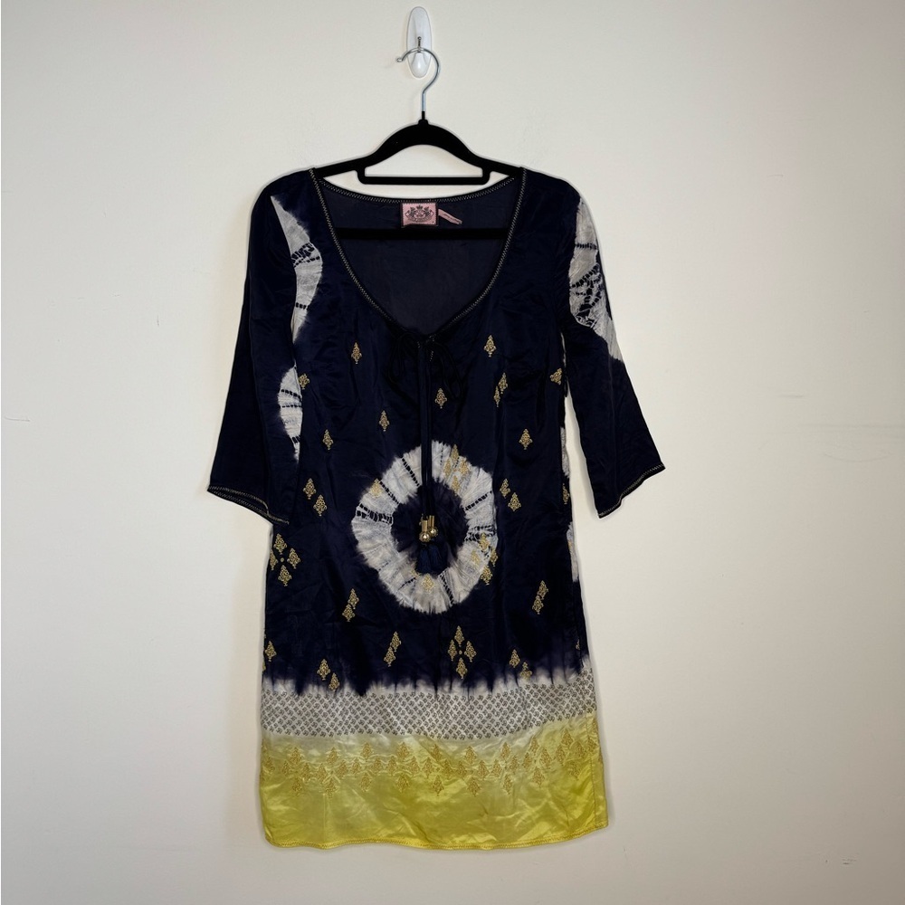 Juicy Couture Navy 3/4 Sleeve Tie Front Tunic Size P
